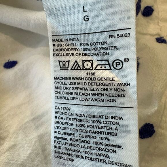 Old Navy Embroidered Swiss Dot Summer Casual Pop Over Blouse, Large - Picture 8 of 10